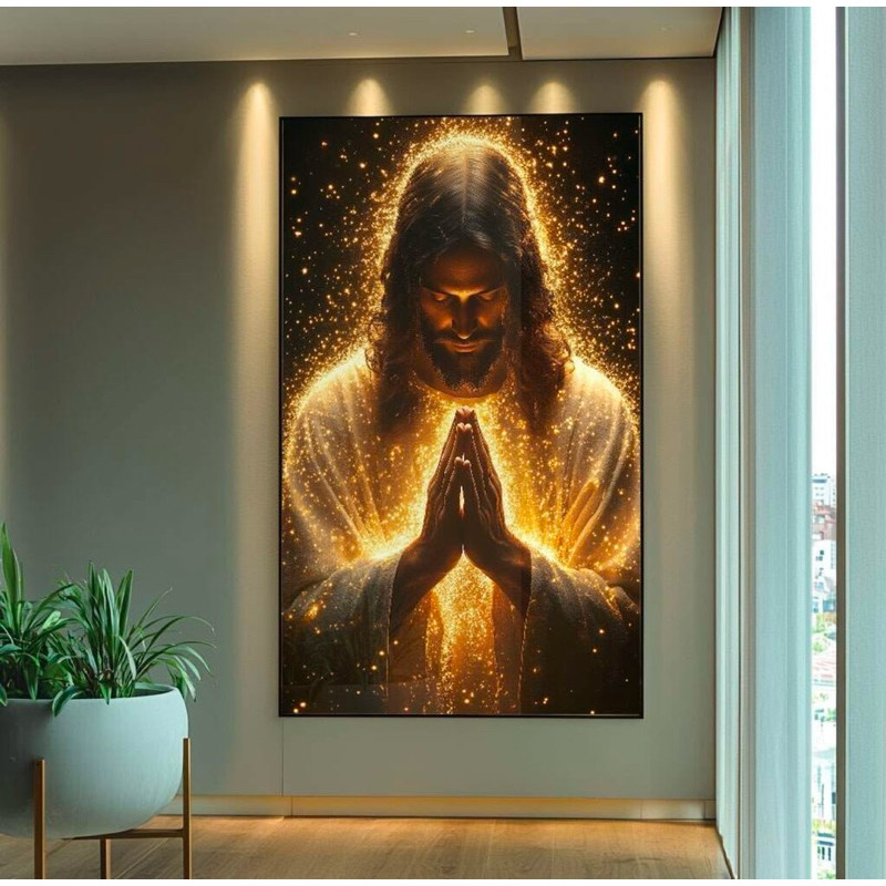 Quadro Decorativo A Luz Da Oração Divina Religioso Sala Quarto