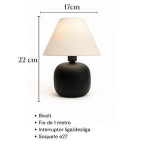 Abajur Luminaria de Ceramica Porcelana Bivolt Com Cupula para Decoração Quarto Escritorio Sala Decoração Infantil