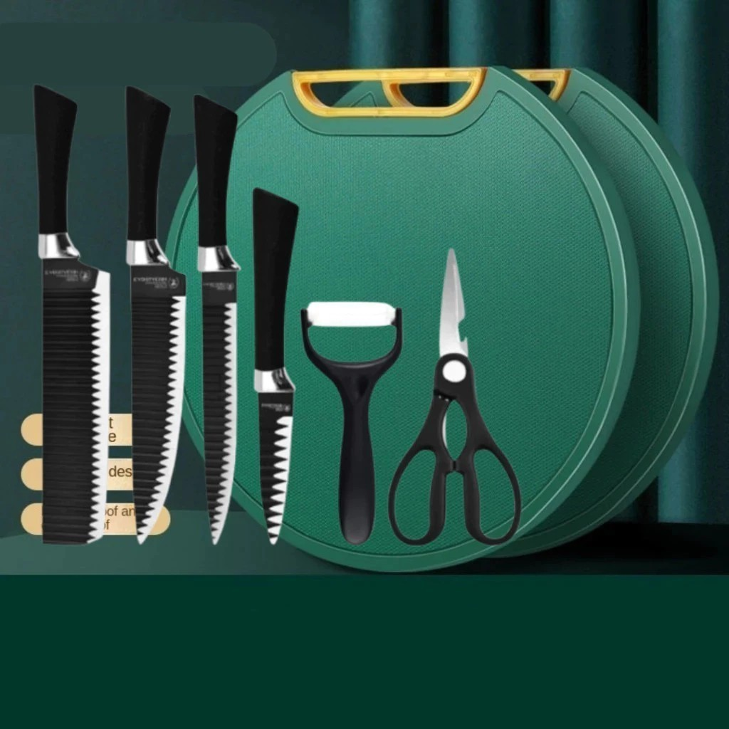 Kit Tábua Premuim Com Kit 6 Pecas de Facas de Corte Antibacteriana À Prova De Mofo 30cm Com Suporte Em Pé Para Cozinha