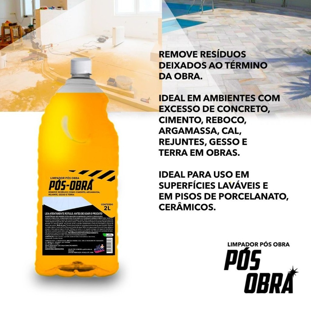 Limpador Pós Obra Vo docia 2L para REMOÇÃO DE RESÍDUOS