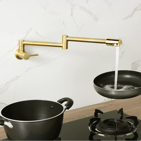 Torneira Gourmet De Pia Cozinha Parede Flexível 1/4V Dourado Brilhante Yesop