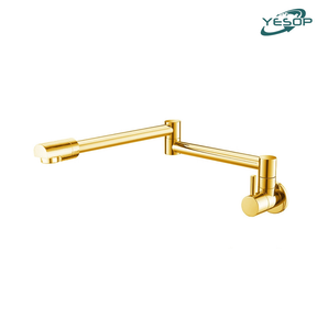 Torneira Gourmet De Pia Cozinha Parede Flexível 1/4V Dourado Brilhante Yesop
