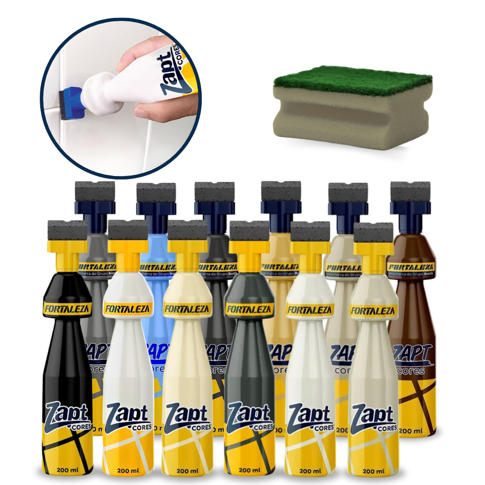 Tinta Para Rejunte Zapt Cores Fortaleza 200ml Prático Alta Cobertura Piso Parede Rejunta Porcelanato Banheiro Branco