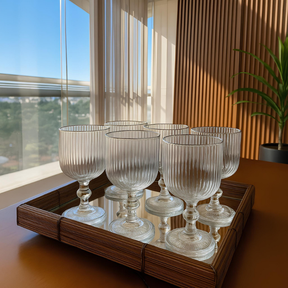 Jogo Taça de Vidro Grossa Até 12 Unidades Sofia Grafiato 380 ML Sofisticada e Elegante