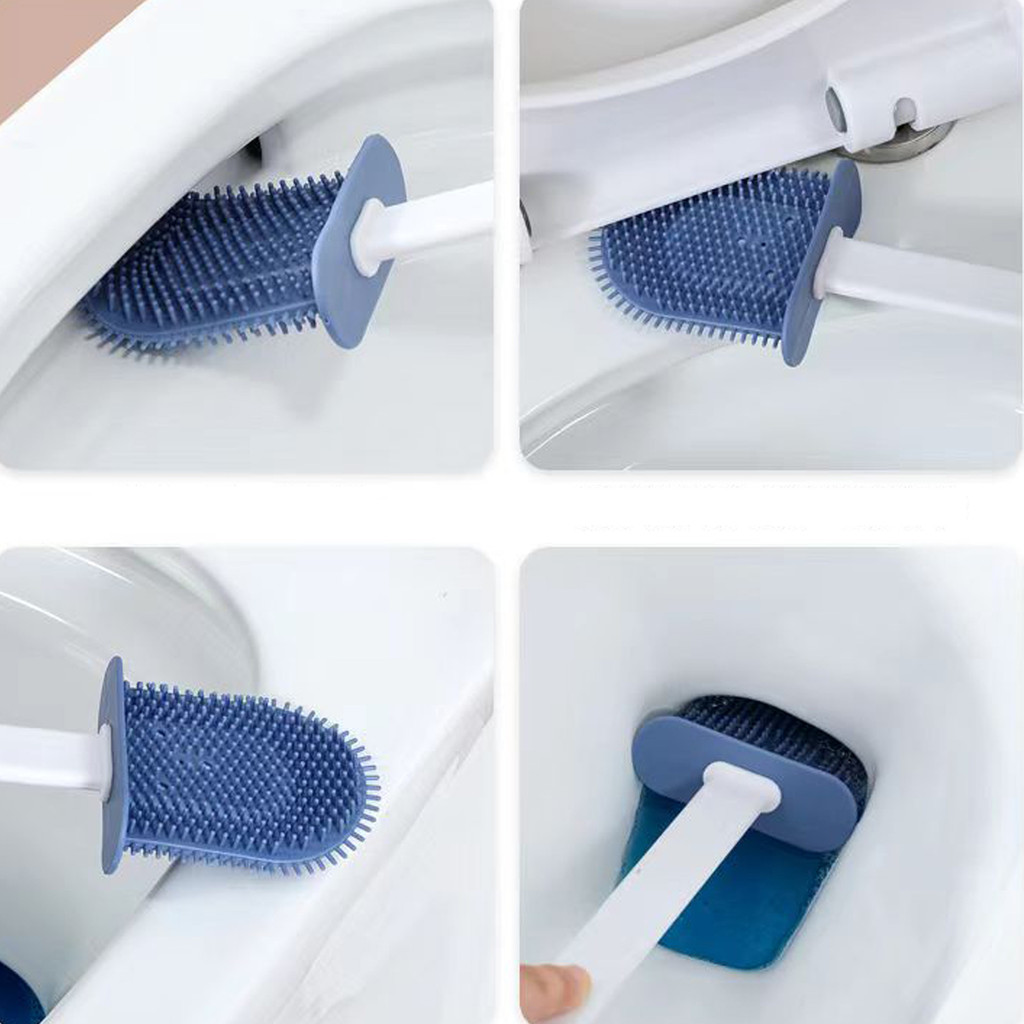 2 em 1 Escova de Silicone para Vaso Sanitário - Base de Banheiro Privada, Alta Eficiência