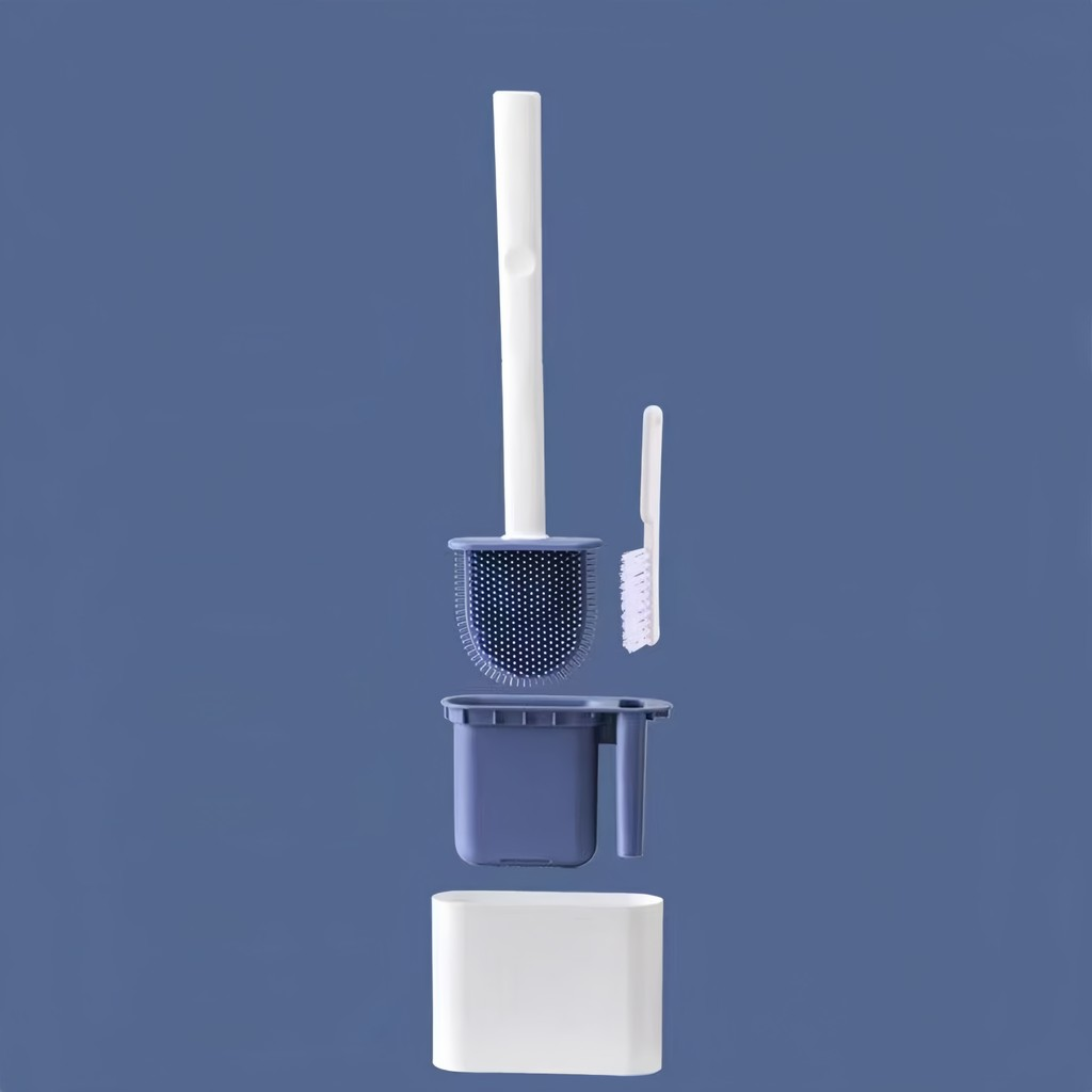 2 em 1 Escova de Silicone para Vaso Sanitário - Base de Banheiro Privada, Alta Eficiência