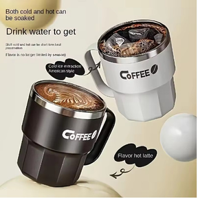 Caneca De Café de Aço Inox Copo Térmica 400ml Capa Resistente Ao Calor Alça Criativa Escritório Casa