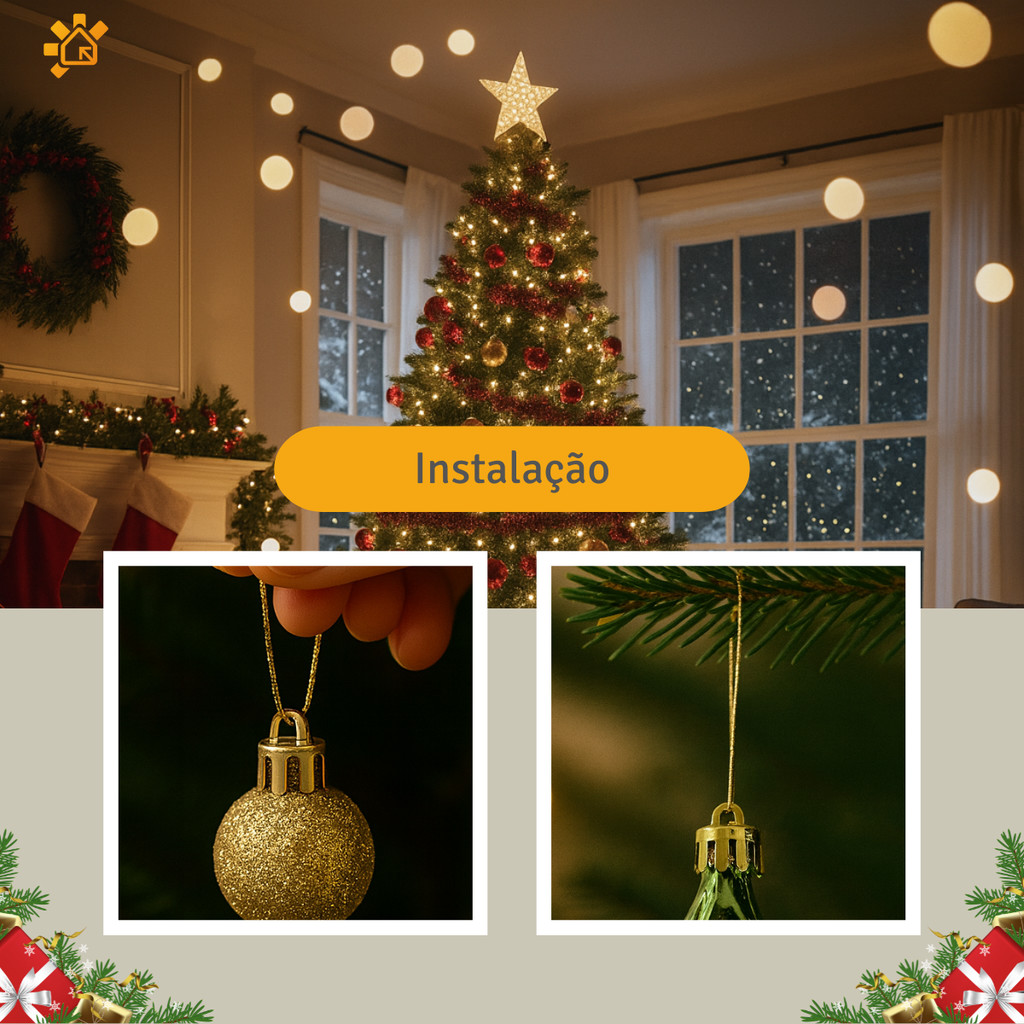 Kit 30 Bolas de Árvore Natalina Enfeites para Natal Decoração Luxo Pisca Pisca Bolinha Loja Casa